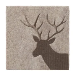 Deko Filzbild Hirsch Vilbert, Hirsch bestickt, braun-beige, 24x24cm, Boltze Home Collections
