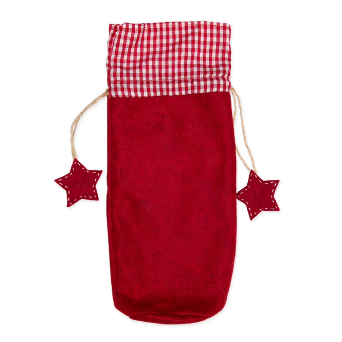Deko Flaschentasche Wichtel Weihnachtszwerg, Filztasche mit Wichtel und Sterne, rot, 30x8cm, Halbach