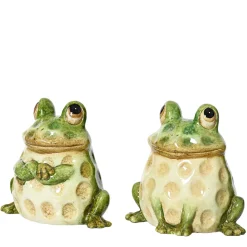 Deko Frosch grün-braun, Gartenfrosch aus Terracotta, 13cm