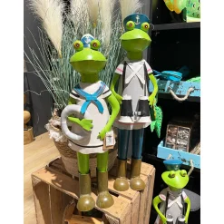 Deko Frosch, Metallfrosch Matrose mit Fernglas, 55cm, Metall