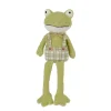 Deko Frosch mit Latzhose, Plüschfrosch mit Schlackerbeinen, 42cm