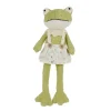 Deko Frosch mit Schürze, Plüschfrosch mit Schlackerbeinen, 42cm