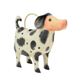 Deko Gießkanne Hund Dalmatiner, Metallhund schwarz-weiß, 42cm