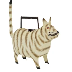 Deko Gießkanne Katze, Metallkatze getigert, 30cm