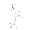 Deko Girlande aus Wolle, Wollgirlande mit Blumen lila-creme, 90cm