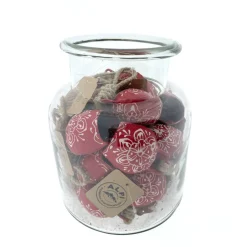 Deko Glocke rot mit Klang, Kuhglocke mit Blumenmuster rot-weiß, 7cm