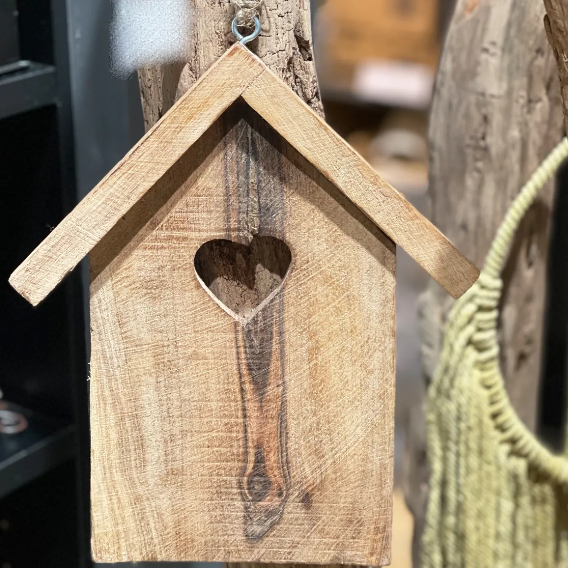 Deko Haus natur, Holzhaus mit Herz, 25x21cm, Hänger