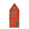 Deko Haus, Weihnachtshaus, Holzhaus mit Stern, rot-natur, 13x31cm, Aufsteller