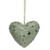 Deko Herz Antik, Metallherz grün used look gefüllt, 12x14cm, Hänger