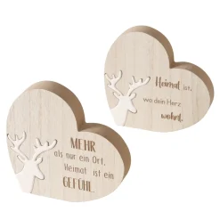 Deko Herz Hirsch, Holzherz mit Hirsch und Spruch: Mehr als nur ein Ort..., 16x15cm, Boltze Home Coll