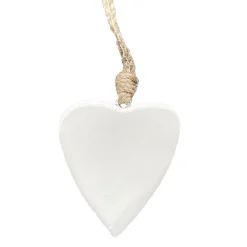 Deko Herz Lack, Holzherz mit weißem Lacküberzug, 8x8cm, Hänger