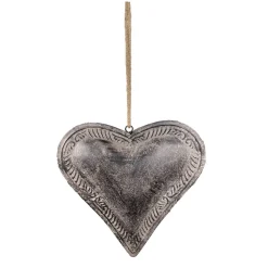 Deko Herz, Metallherz used look braun-grau, inneres Herz gefüllt, 21x21cm, Hänger