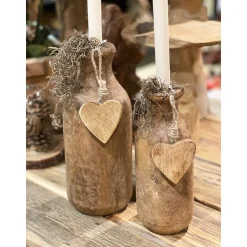 Deko Herz natur, Holzherz zum Hängen natur, 8x8cm, Hänger