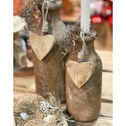 Deko Herz natur, Holzherz zum Hängen natur, 8x8cm, Hänger