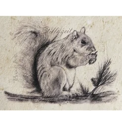 Deko Herz Nostalgielook, Holzherz mit Eichhörchen used look, 18x20cm, Hänger