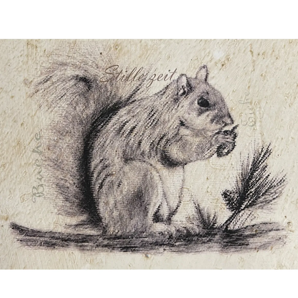 Deko Herz Nostalgielook, Holzherz mit Eichhörchen used look, 18x20cm, Hänger