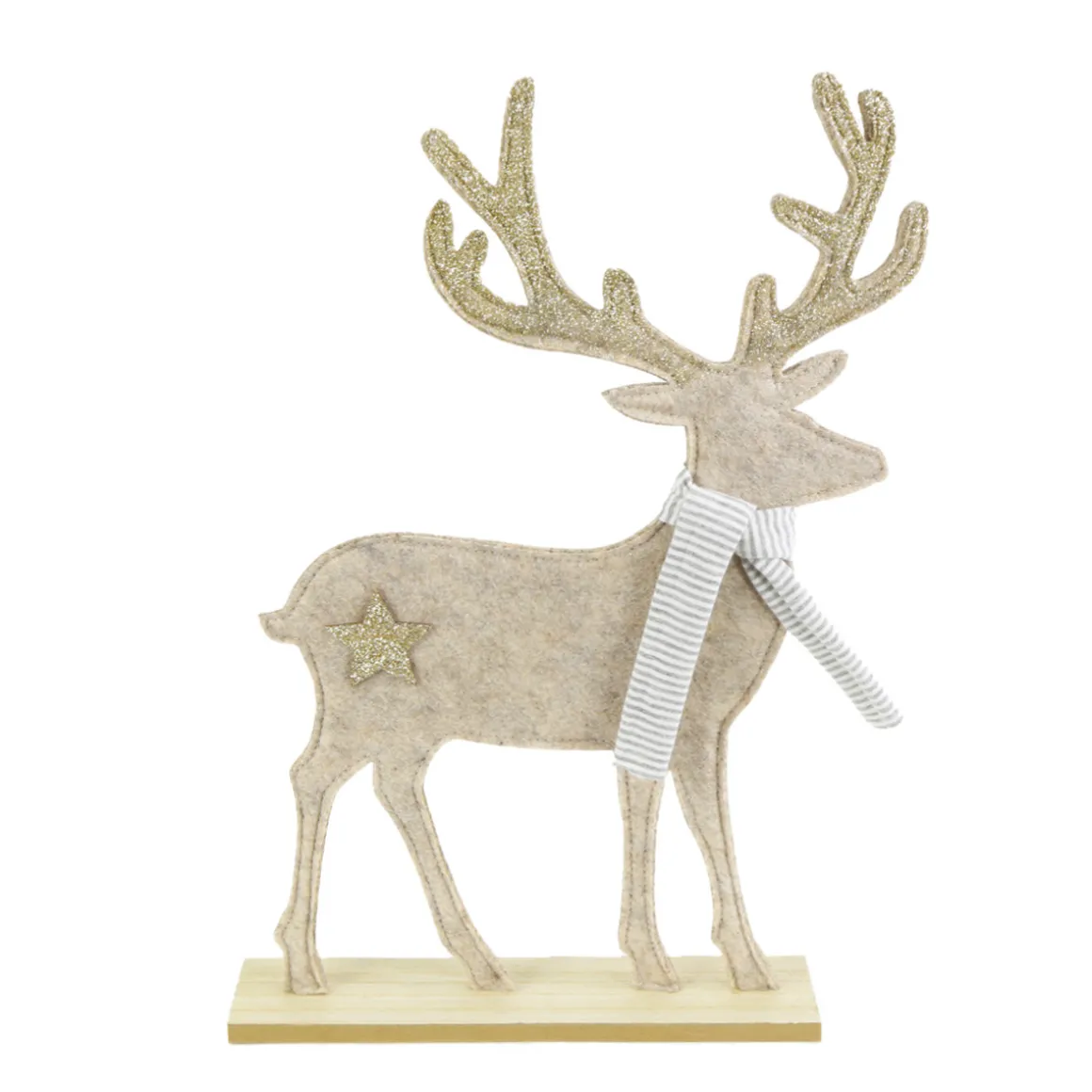 Deko Hirsch, Filzhirsch mit Schal, 39cm