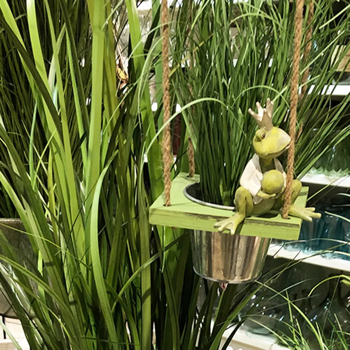 Deko Hänge-Ampel, grün, mit 3 Zinktöpfe, 108cm