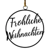 Deko Hänger Weihnachten: Fröhliche Weihnachten, Metallschild schwarz, Ø30cm, DIJK Natural Collections