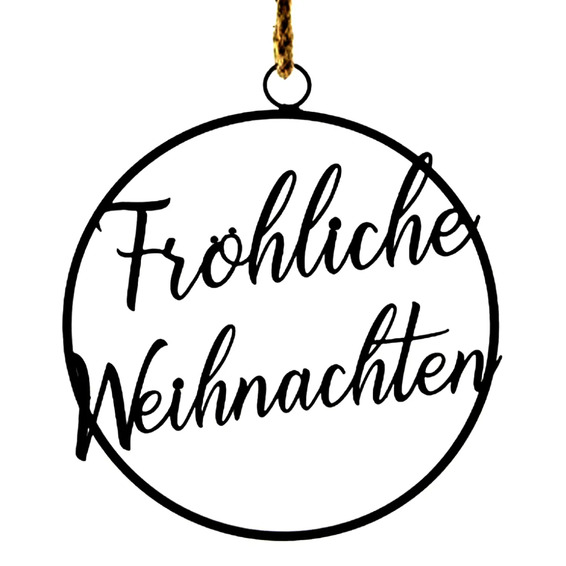 Deko Hänger Weihnachten: Fröhliche Weihnachten, Metallschild schwarz, Ø30cm, DIJK Natural Collections