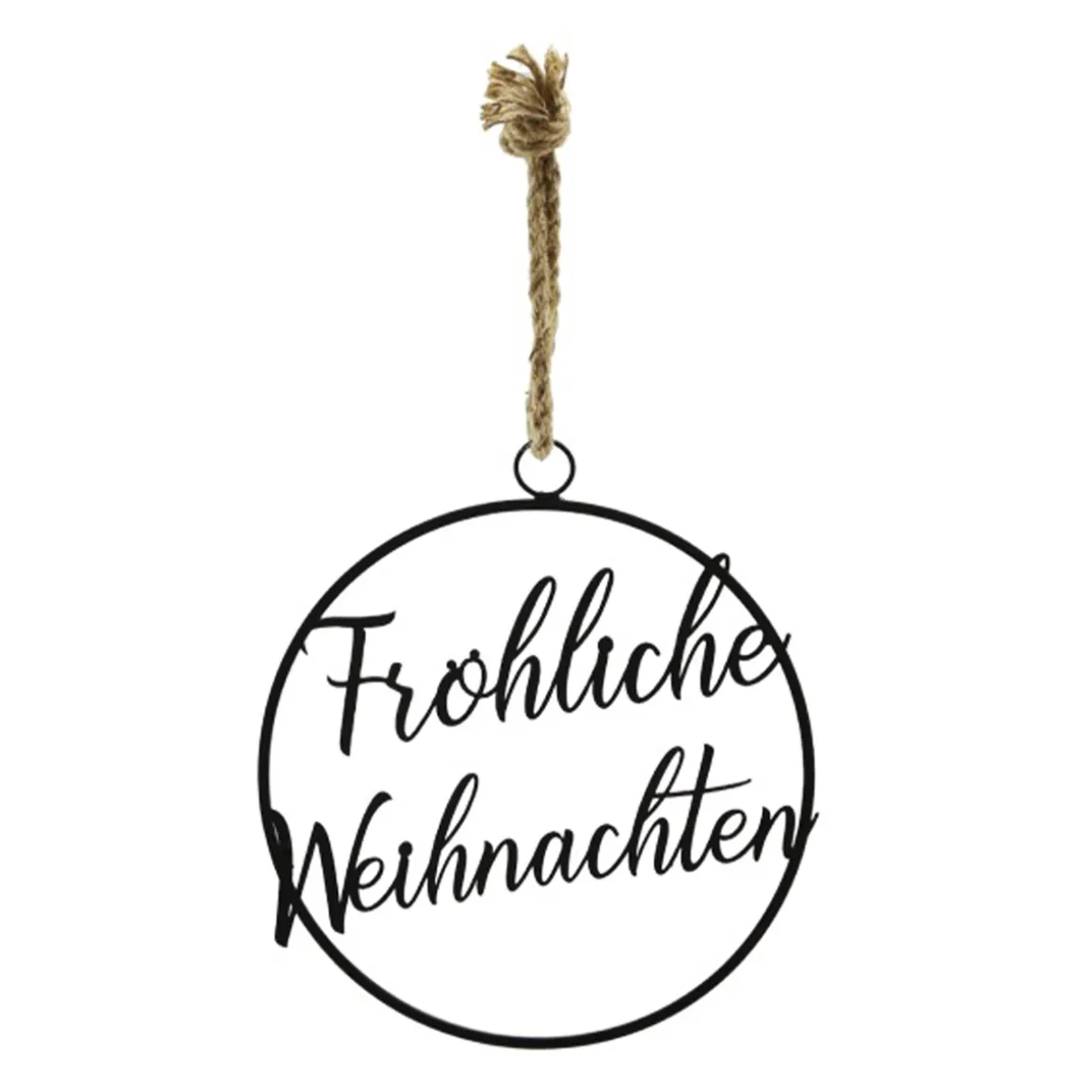 Deko Hänger Weihnachten: Fröhliche Weihnachten, Metallschild schwarz, Ø30cm, DIJK Natural Collections