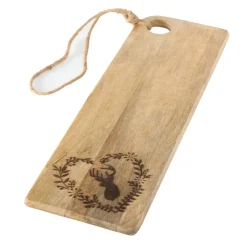 Deko Holzbrett Hirsch Leopold, Schneidebrett mit Hirsch und Kordel, 65x21cm, Boltze Home Collections