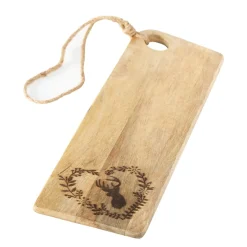 Deko Holzbrett Hirsch Leopold, Schneidebrett mit Hirsch und Kordel, 65x21cm, Boltze Home Collections