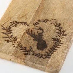 Deko Holzbrett Hirsch Leopold, Schneidebrett mit Hirsch und Kordel, 65x21cm, Boltze Home Collections