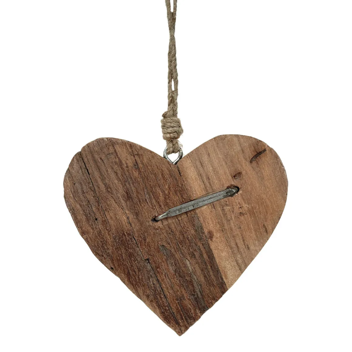 Deko Holzherz, rustikales Herz aus Naturholz mit Hufnagel, 20cm, Hänger