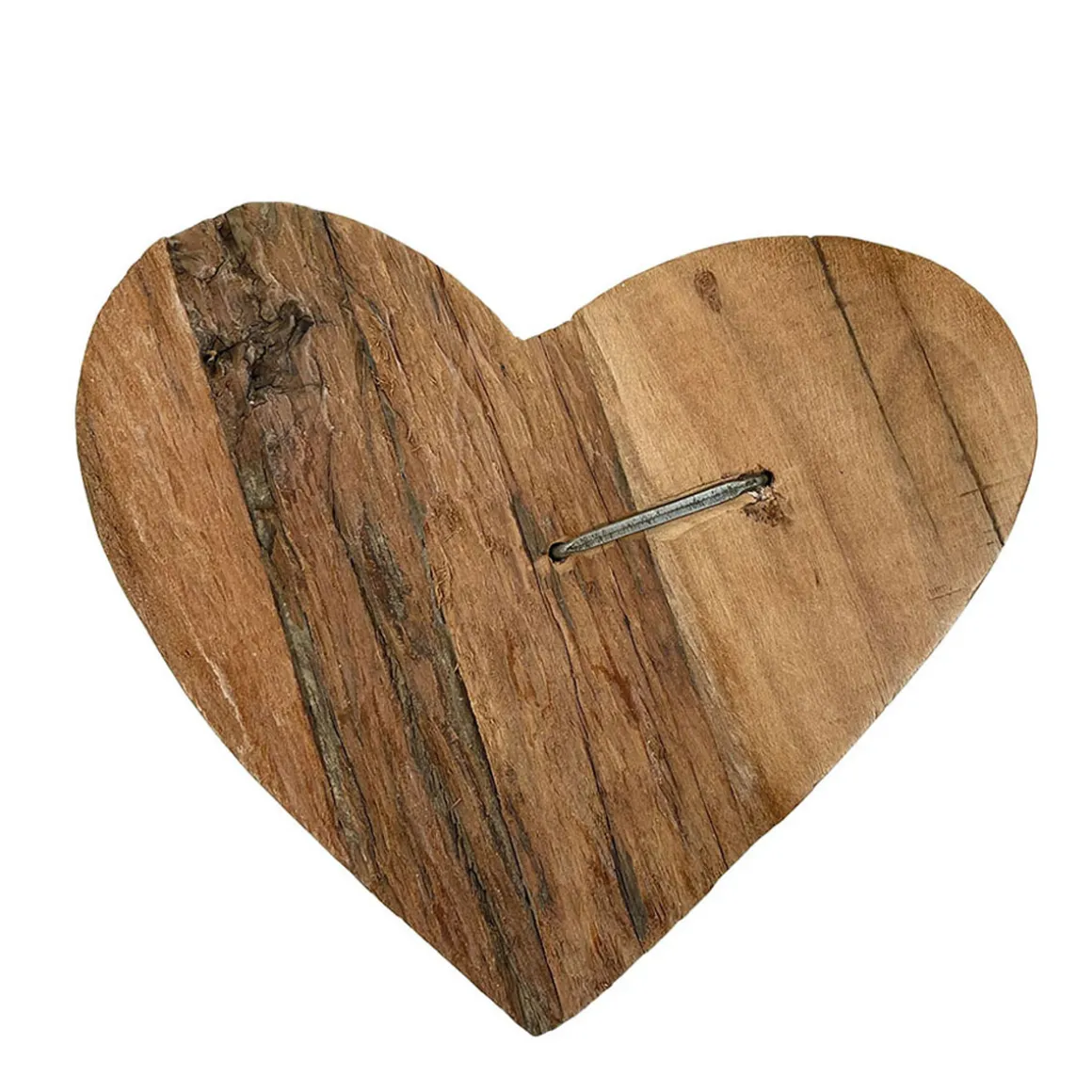 Deko Holzherz, rustikales Herz aus Naturholz mit Hufnagel, 20cm