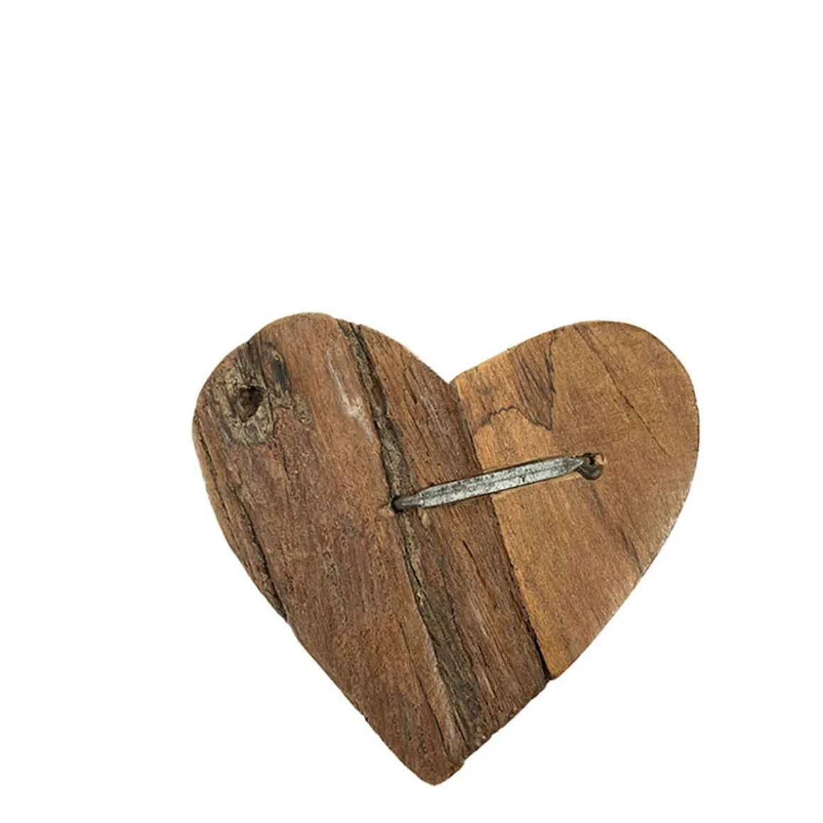 Deko Holzherz, rustikales Herz aus Naturholz mit Hufnagel, 12cm