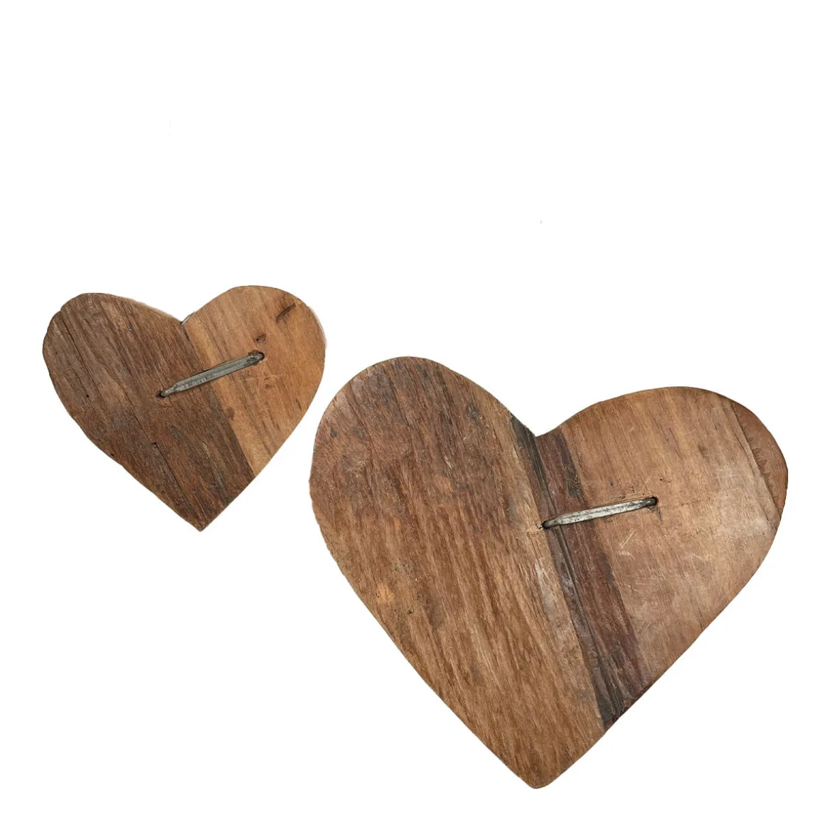 Deko Holzherz, rustikales Herz aus Naturholz mit Hufnagel, 12cm
