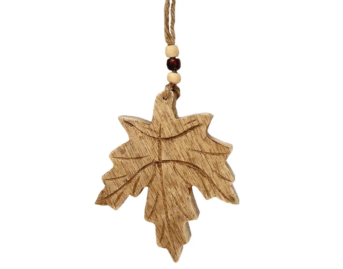 Deko Holzhänger Ahornblatt, Mangoholz natur, 9x12 cm