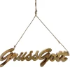 Deko Holzhänger mit Schriftzug Grüss Gott, 45x12cm, Mangoholz