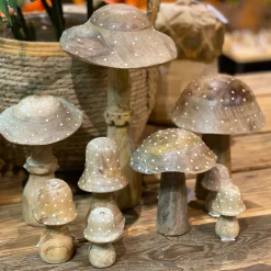 Deko Holzpilz, Fliegenpilz natur, breite Kappe, 15x13cm