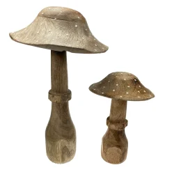 Deko Holzpilz, Fliegenpilz natur, breite Kappe, 20x12cm