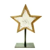 Deko Holzstern, Stern used look unfinished auf Metallständer, natur-creme, 19cm