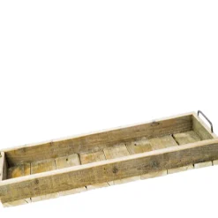 Deko Holztschale Natur used look, Längliches Holztablett mit Griff, 75cm, Holz/Metall