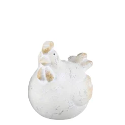 Deko Huhn, Keramikhuhn, Henne cremeweiß used look, 13cm