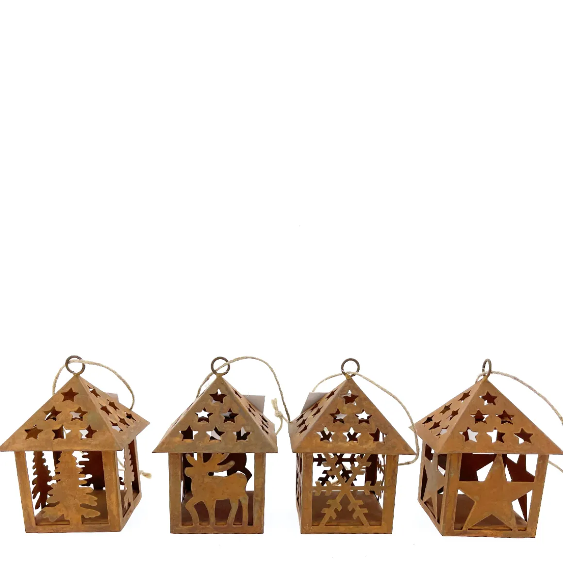 Deko Häuschen, rustikaler Weihnachtsschmuck, 5x5x10cm, Edelrost