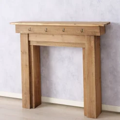 Deko Kaminkonsole Ferdinand, Holzkonsole Natur mit 4 Haken, 95x11cm, Boltze Home Collections
