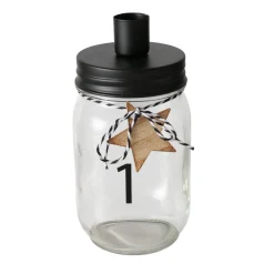 Deko Kerzengläser Advent, Kerzenhalter mit Zahlen 1-4 und Holzstern, Boltze Home Collections