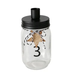 Deko Kerzengläser Advent, Kerzenhalter mit Zahlen 1-4 und Holzstern, Boltze Home Collections