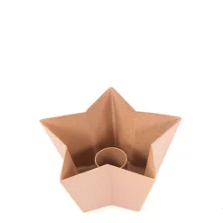 Deko Kerzenhalter Stern, Kerzenhalterschale für Stabkezen, dunkelbraun, 11x5cm, Metall