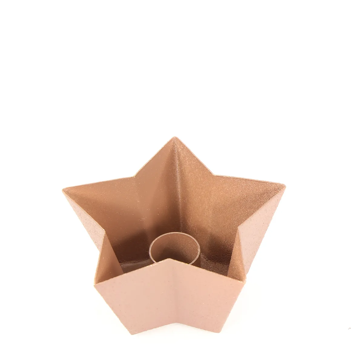 Deko Kerzenhalter Stern, Kerzenhalterschale für Stabkezen, dunkelbraun, 11x5cm, Metall