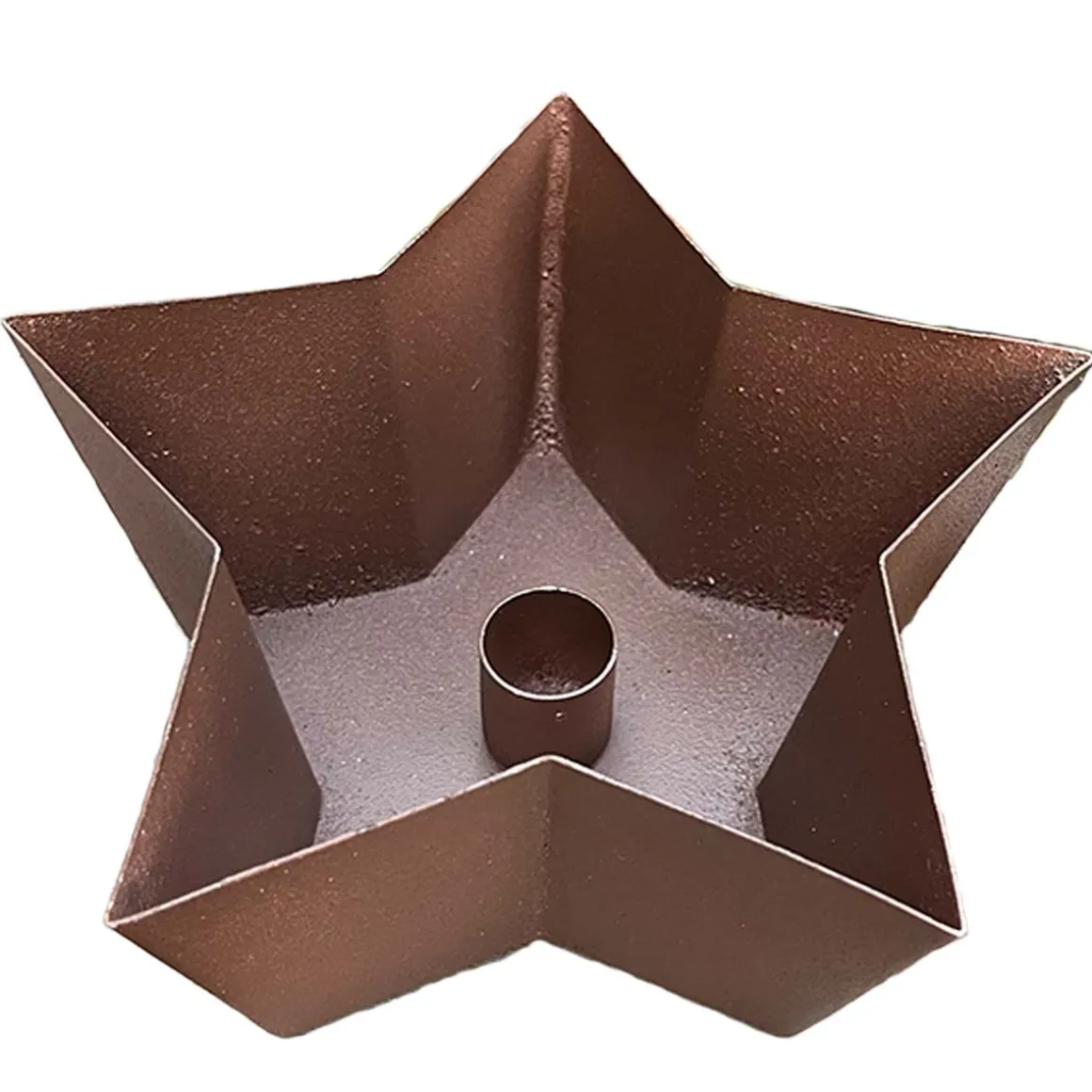Deko Kerzenhalter Stern, Kerzenhalterschale für Stabkezen, dunklelbraun, 17x7cm, Metall