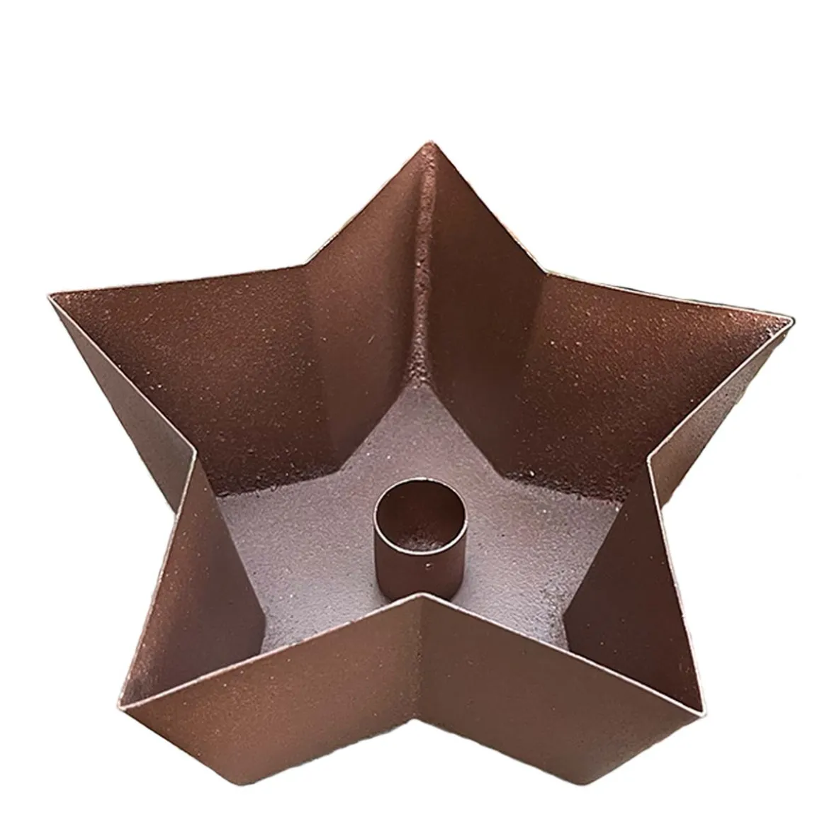 Deko Kerzenhalter Stern, Kerzenhalterschale für Stabkezen, dunkelbraun 14x6cm, Metall
