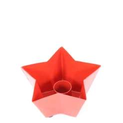 Deko Kerzenhalter Stern, Kerzenhalterschale für Stabkezen, rot, 11x5cm, Metall