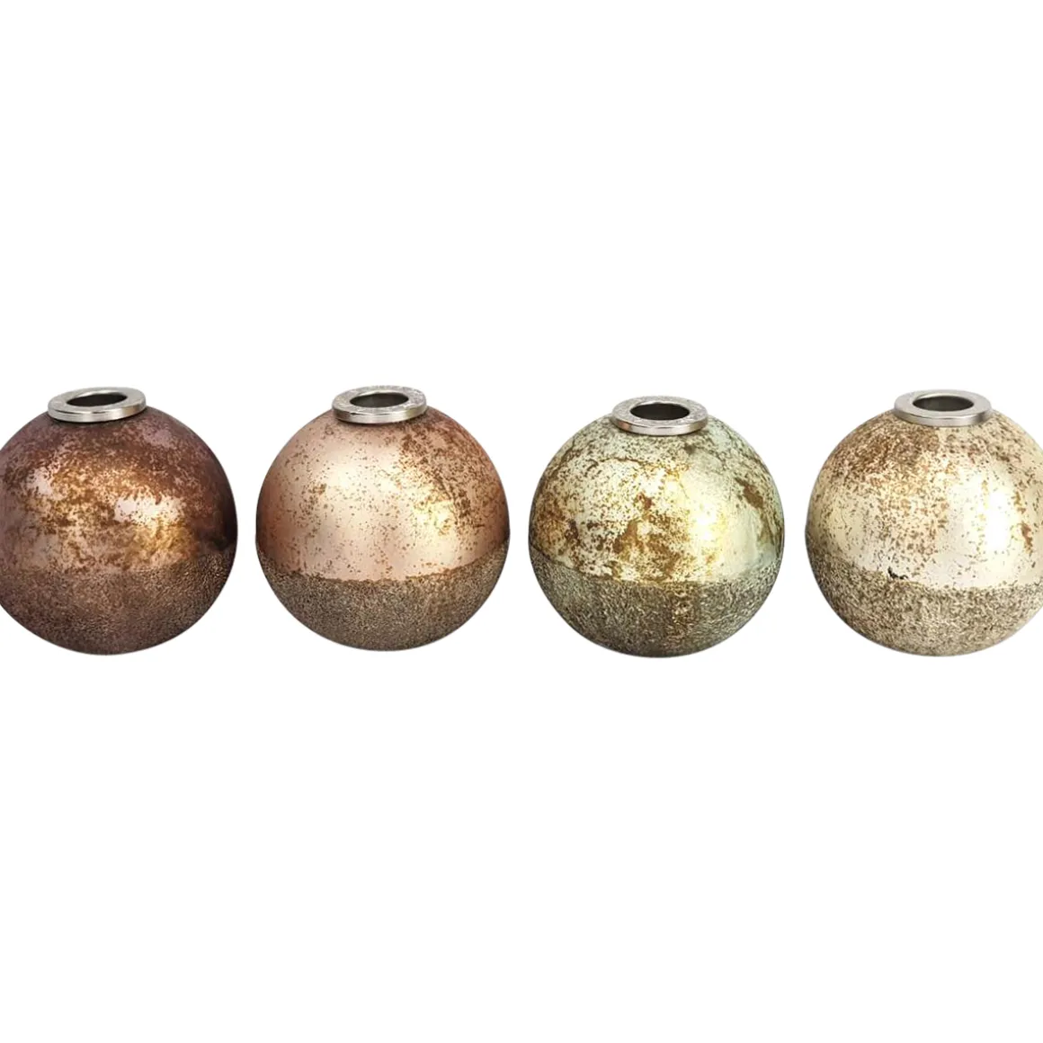 Deko Kerzenhalter Weihnachtskugel, gold-, blau- oder rosetöne, Ø10cm, rustikaler Stabkerzenhalter