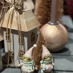 Deko Kerzenhalter Weihnachtskugel, gold-, blau- oder rosetöne, Ø10cm, rustikaler Stabkerzenhalter